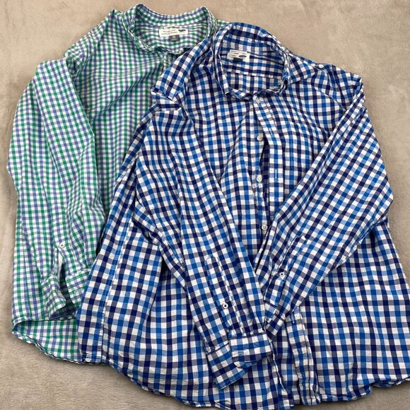 Old Navy Mens Shirts XXL Lot Of Two Blue & Green Classic Fit Gingham Button-Down - Picture 8 of 8